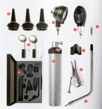 Set Otoscopio/Oftalmoscopio completo di accessori standard