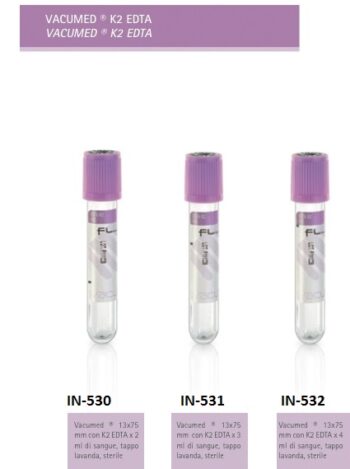Provette sottovuoto VACUMED® per prelievi venosi con K2EDTA, sterili