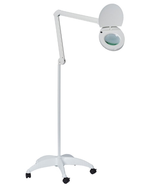 Lampada con lente di ingrandimento 5 diottrie Lupa LED HF Medical dotata di stativo su ruote