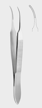Pinzetta per iride Graefe punta zigrinata 7 cm