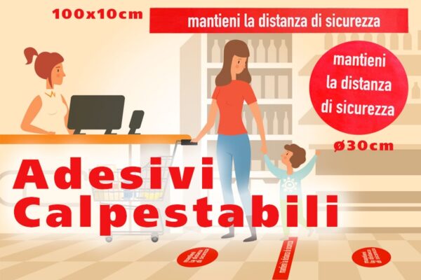 Adesivi calpestabili - Mantieni la distanza di sicurezza -