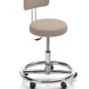 Sgabello da visita con altezza regolabile ed anello poggiapiedi colore beige