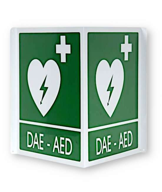 Cartello bifacciale DAE-AED 34x36 cm