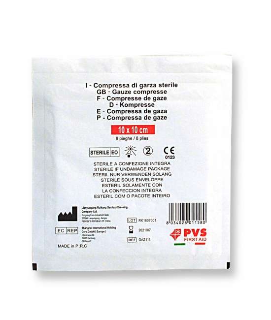 Compresse di garze 10x10 cm 8 strati confezione singola sterile