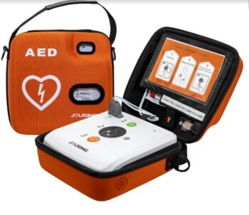 Defibrillatore Semi-Automatico Esterno iAED-S1 con accessori e borsa.